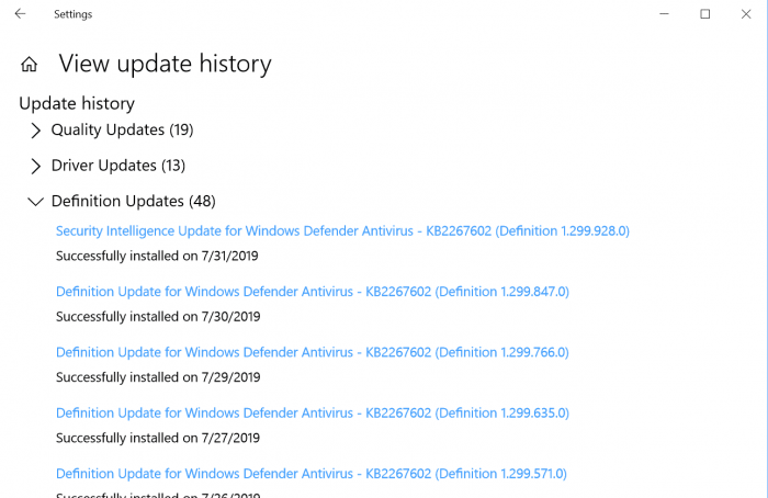 Win10 20H1 Defender品牌更名为Windows Defender Antivirus安全智能更新