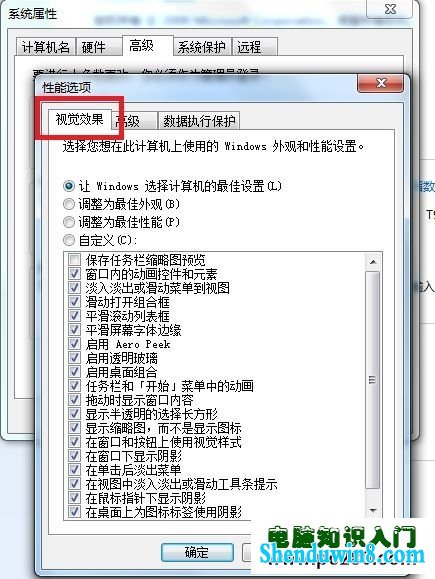 调整系统视觉效果