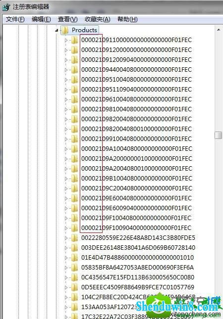删除所有000021打头的键值 win10系统office2007安装出错的解决方法