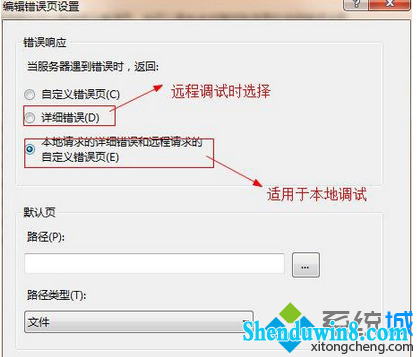 选中“详细错误”